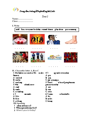 Đề thi đầu vào môn Tiếng Anh Lớp 4 - Đề 5